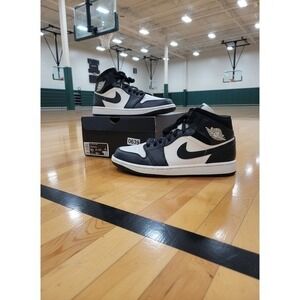 Air Jordan 1 Mid Men's Basketball Shoes Black White Armory Navy Size 10 OG BOX